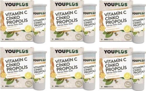 6 Adet Vitamin C, Çinko, Propolis Efervesan Tablet Takviye
