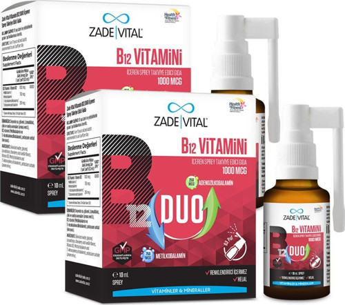 Vitamin B12 Duo 1000 Mcg İçeren Sprey Takviye Edici Gıda 2 Kutu