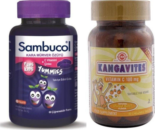 Plus Kids Yummies 60 Çiğneme Tableti+Solgar Kangavites Chewable Vitamin C 100 Mg 90 Tablet