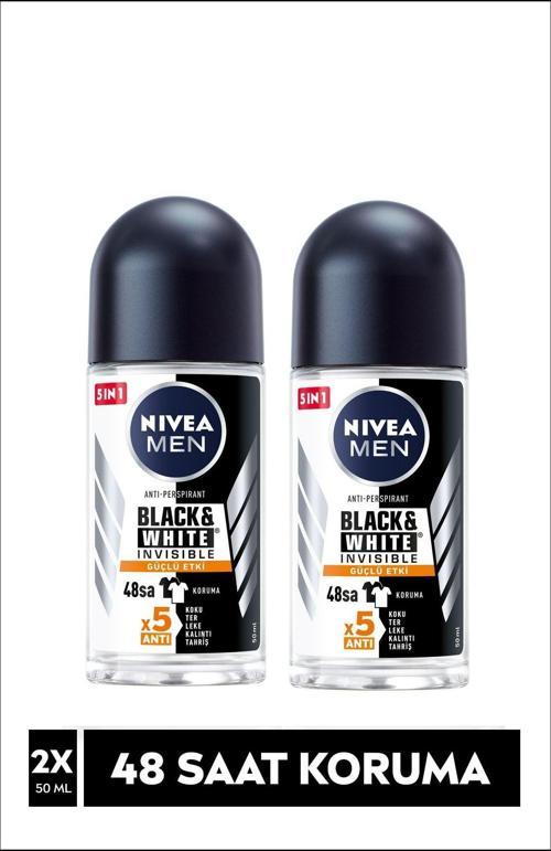 Invısıble Black&Whıte Power Roll On Deodorant 50Ml Erkek 2'Li Avantaj Paketi