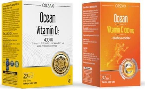 Orzax Vitamin D3 400 Iu Sprey 20 Ml + Vitamin C 1000 Mg 30 Tablet