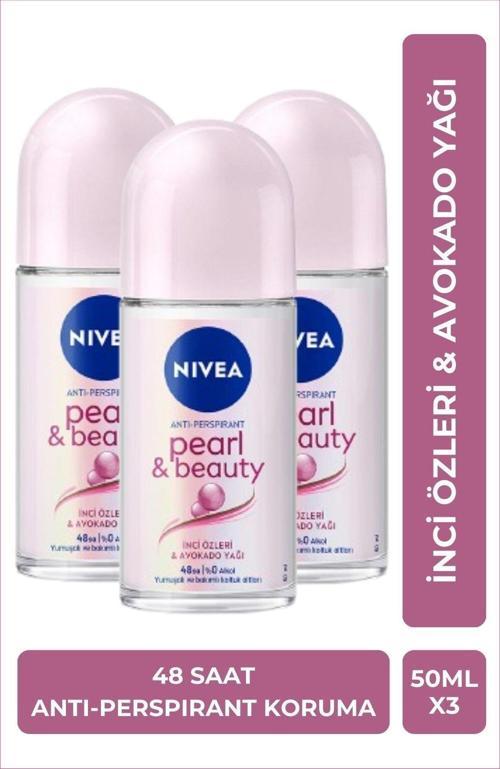 Kadın Roll-On Deodorant Pearl&Beauty 50Ml, 48 Saat Anti-Perspirant Ter Koruması, X3 Adet