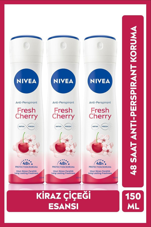 Kadın Sprey Deodorant Fresh Cherry 48 Saat Koruma 150Mlx3