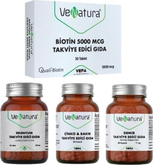 Selenyum Takviyesi 90 Tablet + Biotin 30 Tablet + Demir (17Mg) 90 Kapsül + Çinko&Bakır 60 Kapsül