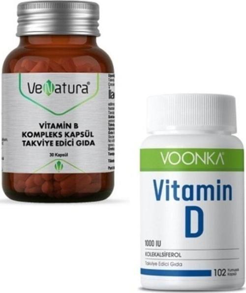 Vitamin B Kompleks Kapsül Gıda 30 Kapsül + Vitamin D 102 Yumuşak Kapsül