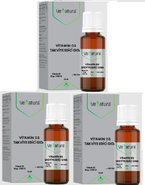 Vitamin D3 Takviye Edici Gıda 20 Ml Damla X3 Adet
