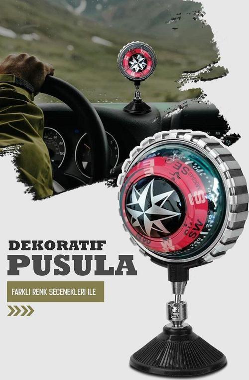 Araç Içi Büyük Boy Vantuzlu Pusula Kırmızı