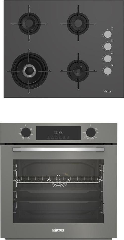 2'li Gri Cam Ankastre Set 189 Dg Woklu - 322 G Turbo Fırın