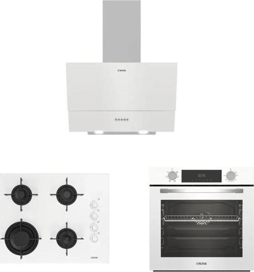 Ala 322 W Fırın 189 Dw Ocak 527 W Davlumbaz Beyaz Cam Ankastre Set