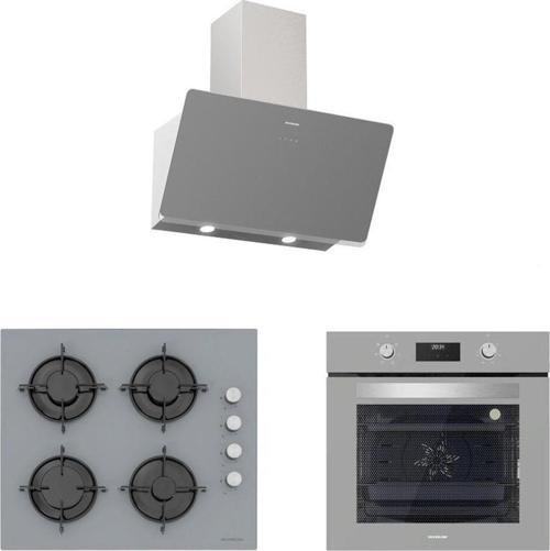 Gri Cam Ankastre Set 5 Yıl Garanti (3457 Soho 60 Gri+cs5349s01+bo6502s02)