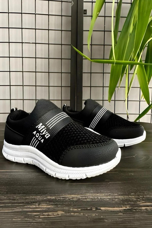 Çocuk Sneaker Fileli Rahat Taban Unisex Bebek Çocuk Spor Ayakkabı 1004-101-0002 Siyah-33