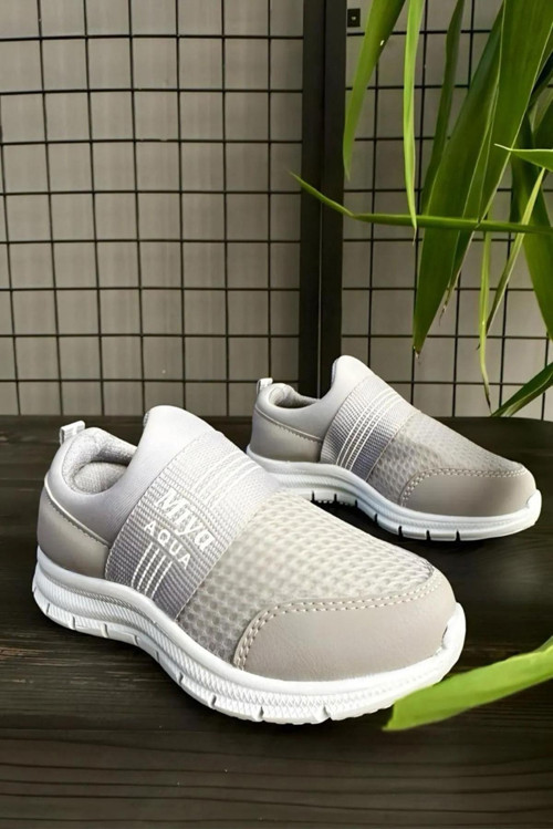 Çocuk Sneaker Fileli Rahat Taban Unisex Bebek Çocuk Spor Ayakkabı 1004-101-0002 Gri-35