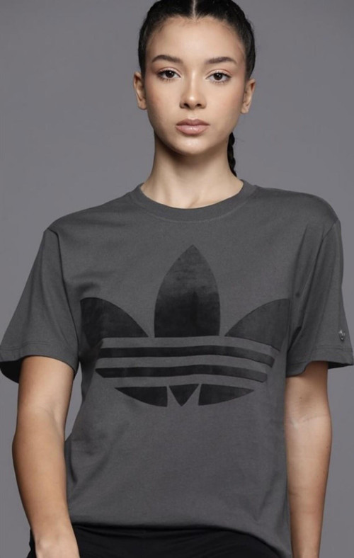 Originals Large Trefoil Kadın Gri t-shirt