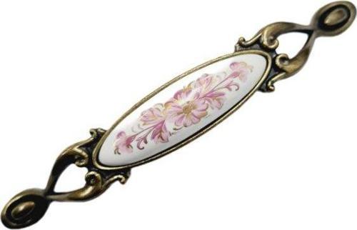 MİRAY 128 mm Metal antik sarı porselen desenli / 5 ADET