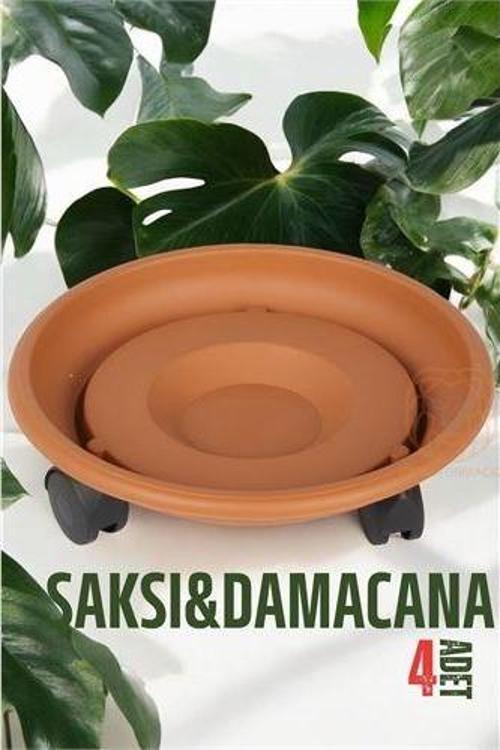 Tekerlekli Saksı Altığı 4 ADET 37 CM KAHVE