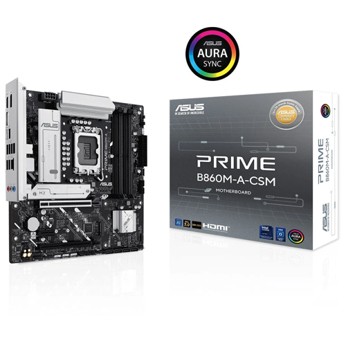 PRIME B860M-A-CSM, 8666MHz, 4xDDR5 2xM.2, HDMI, 2xDP, Type-C, Intel Core Ultra CPU(Seri 2), LGA1851 Soket Anakart