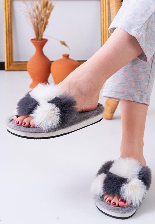 Kadın Peluş Ev Terliği Bayan Tüylü Terlik TS1117