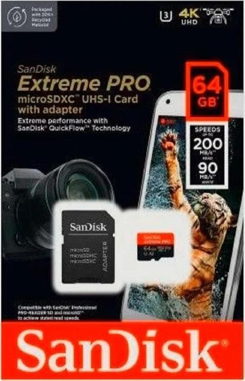 Extreme Pro microSD UHS I Card 64GB 200MB/s