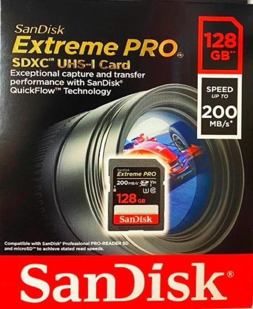 128GB SDXC UHS-1 Extreme Pro 200MB/s Hafıza Kartı