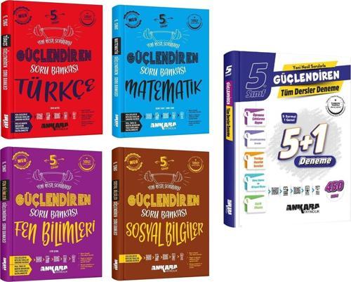 Ankara Yayıncılık 5.Sınıf Türkçe Matematik Fen ve Sosyal Bilimleri Soru Bankası ile Deneme Seti 5 Kitap