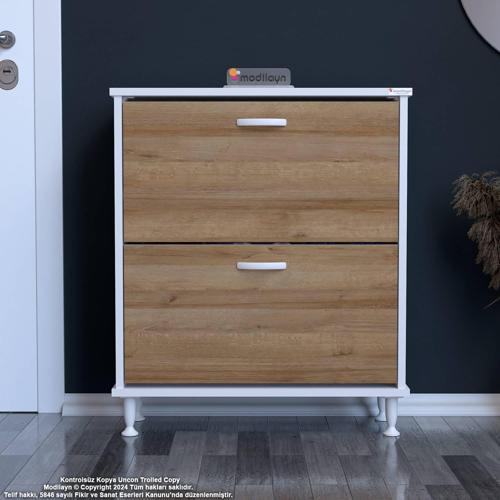UMAY Antre Hol 72 x 86 x 25, 5 cm’ lik 2 Düşer Kapak 4 Raf Göz Raf Bölmeli Ayakkabılık