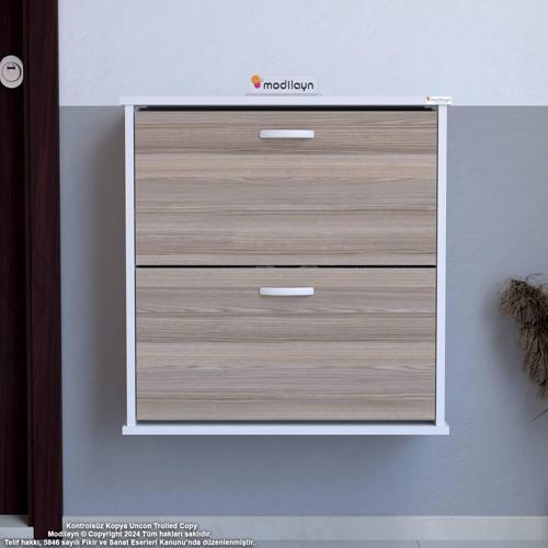 UMAY Asma Kapı Önü 72 x 74 x 25,5 cm’ lik 2 Düşer Kapak 4 Göz Bölmeli Ayakkabılık