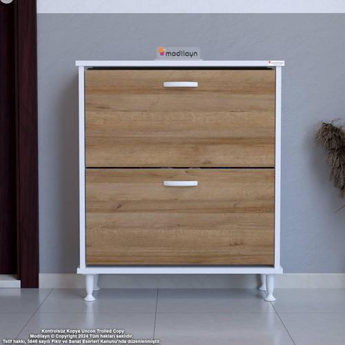 UMAY Kapı Önü 72 x 86 x 25, 5 cm’ lik 2 Düşer Kapak 4 Göz Bölmeli Ayakkabılık