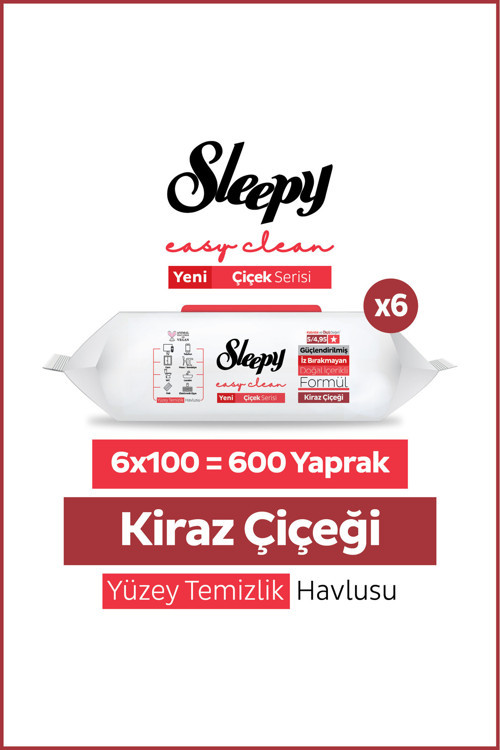 Easy Clean Kiraz Çiçeği Yüzey Temizlik Havlusu Mendili 6x100 (600 Yaprak)