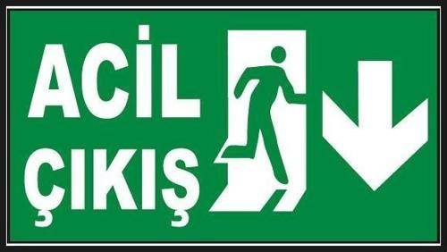 Fosforlu Acil Çıkış  Levhası  - Fotolümenli - Aşağı Yön