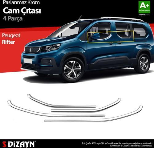Peugeot Rifter Krom Cam Çıtası 4 Prç. 2019 Üzeri A+ Kalite