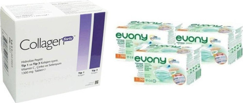 1300 Mg 90 Tablet & Evony 3 Katlı Filtreli Burun Telli Cerrahi Maske 150 Li Set