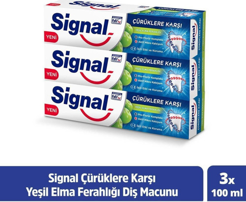 Çürüklere Karşı Yeşil Elma Ferahlığı Diş Macunu 100 Ml X3