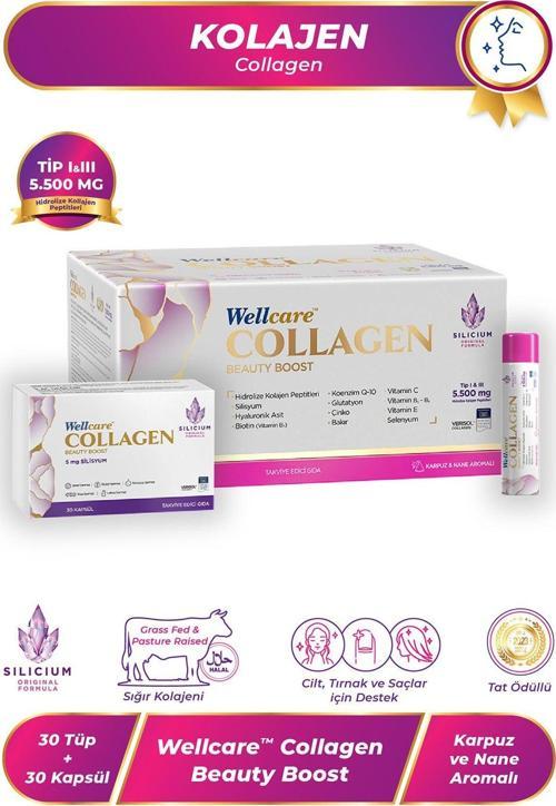 Collagen Beauty Boost Likit Karpuz Nane Aromalı 5.500 Mg - 30 Likit Tüp 30 Kapsül