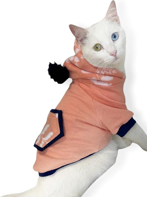 Light Pink Flower Pocket Sweatshirt Kedi Süeteri Kedi Kıyafeti