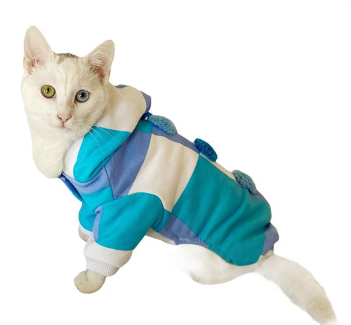 Trio Blue Squares Kedi Tulumu Kedi Kıyafeti