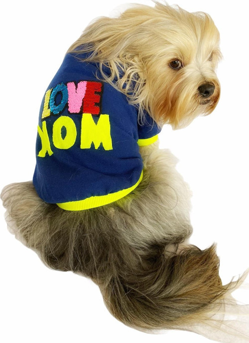 Love Mom Neon Duo,Oval Yaka Tişört Köpek Kıyafeti,Elbisesi