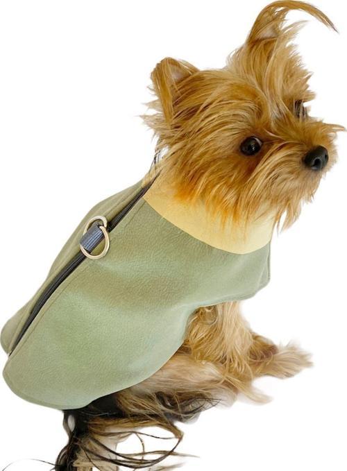 Chamois Su Yeşili Köpekler için Güderi Görünümlü Ceket 