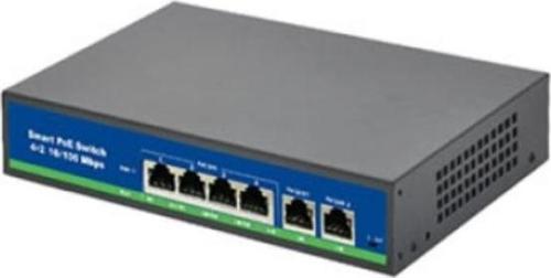 ISEE ISS-1006P 4 Port Poe+ 10-100 Mbps 2 Port 10-100 Uplink Switch 78W