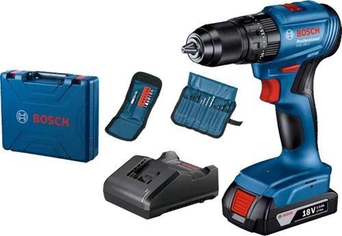 Professional GSB 185-Li 2.0 Ah Tek Akülü Kömürsüz Motor Darbeli Matkap + 23 Parça Aksesuar Set - 06019K3102