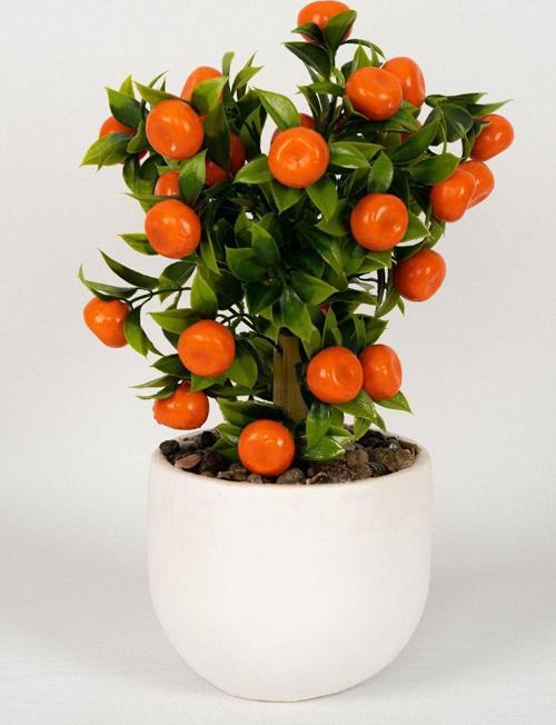 Beton Saksıda Yapay Mandalina Ağacı