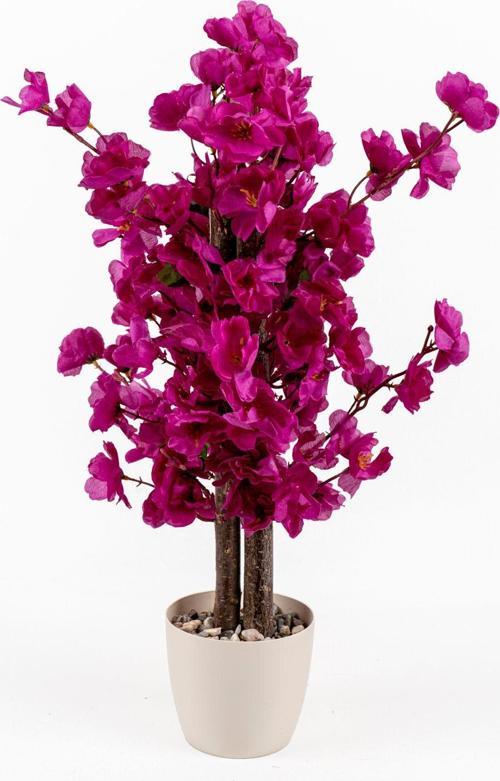 Taş Detaylı Siyah Saksıda 60 Cm Yoğun Yapraklı Yapay Benjamin Ağacı