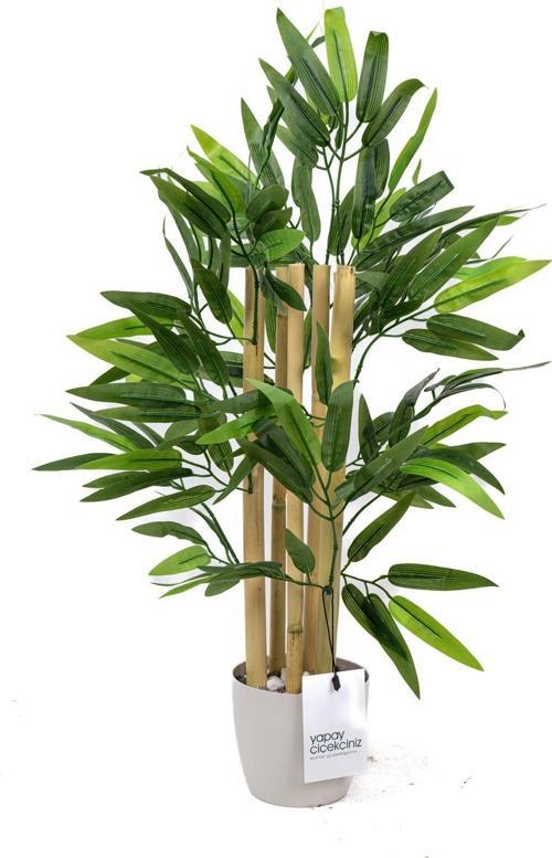 Taş Detaylı Saksıda 60 Cm Yapay Bambu Ağacı