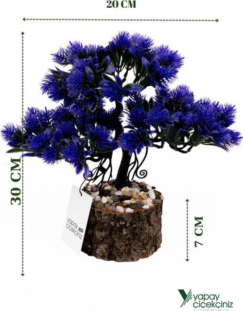 Taş Detaylı Odun Saksıda Yapay Bonsai Ağacı