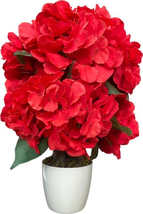 Beyaz Saksıda Yapay Ortanca Ağacı 40 Cm