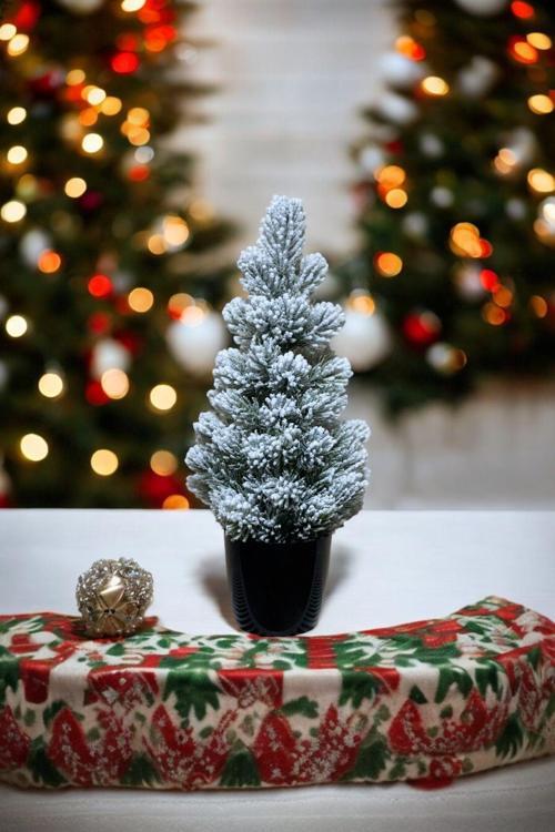 Kar Desenli Yılbaşı Çam Ağacı 42 Cm