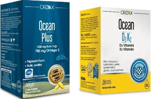 Saf Balık Yağı Ocean Plus Omega 3 1200 Mg 30 Kapsül  D3 Ve K2 Vitamini Damla 20 Ml
