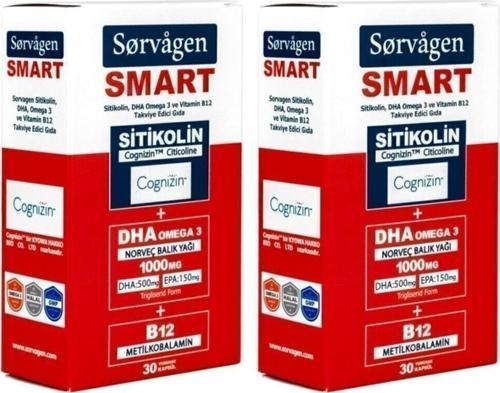 Smart Sitikolin, Dha Omega 3 Ve B12 (30 Kapsül) - 2 Adet