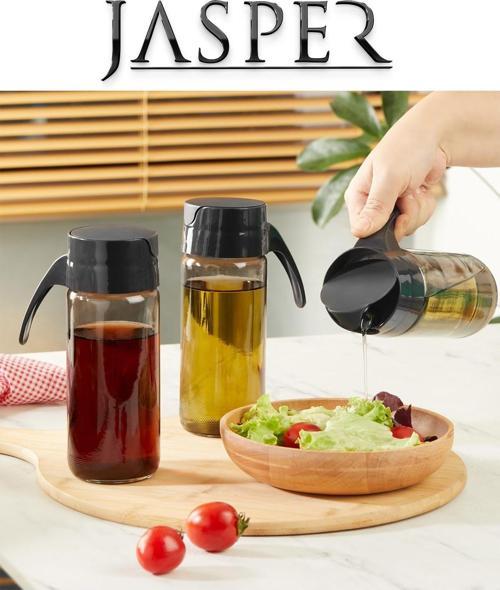 Qlux JPR-0124 2'li Cam Yağdanlık 500 ml Yağ Sirke Sürahisi Sirkelik