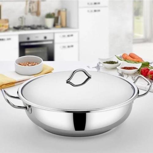 Mega Basık Paslanmaz Çelik Pilav Tenceresi 32 CM