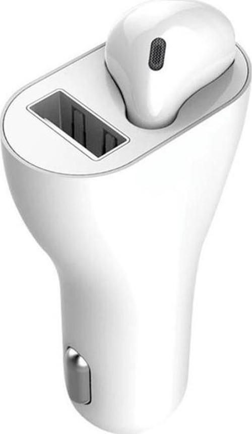 Jettpower 0180 Araç Şarjı & Mono Bluetooth Kulaklık Beyaz
